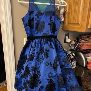 Elegant Blue Floral Kids Formal Dress